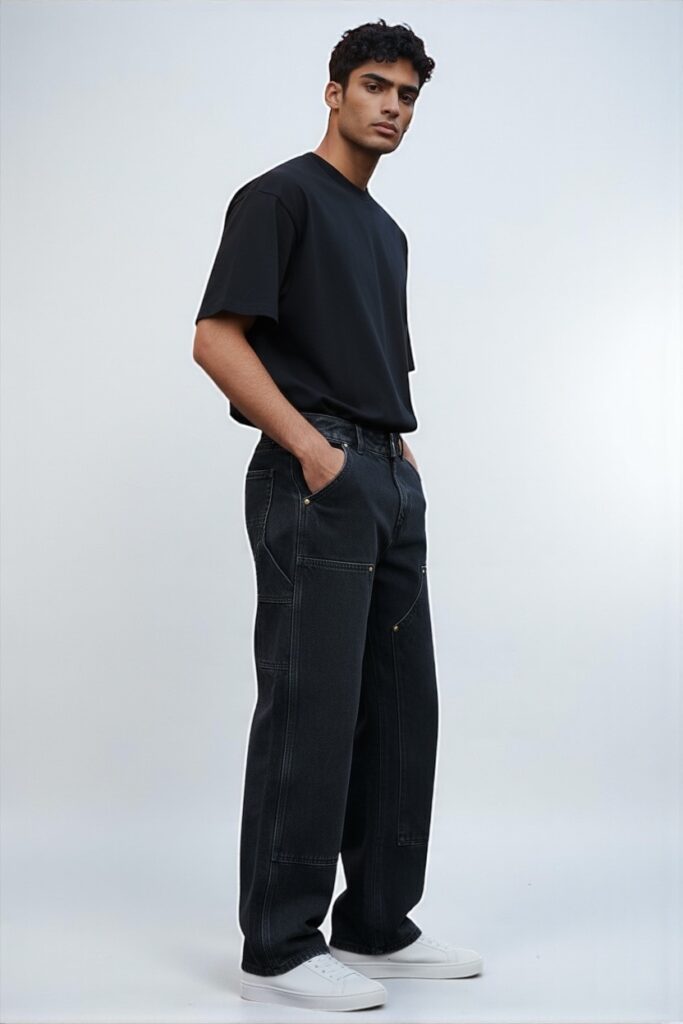 Long Pants Carpanter Doubel Knee Hitam