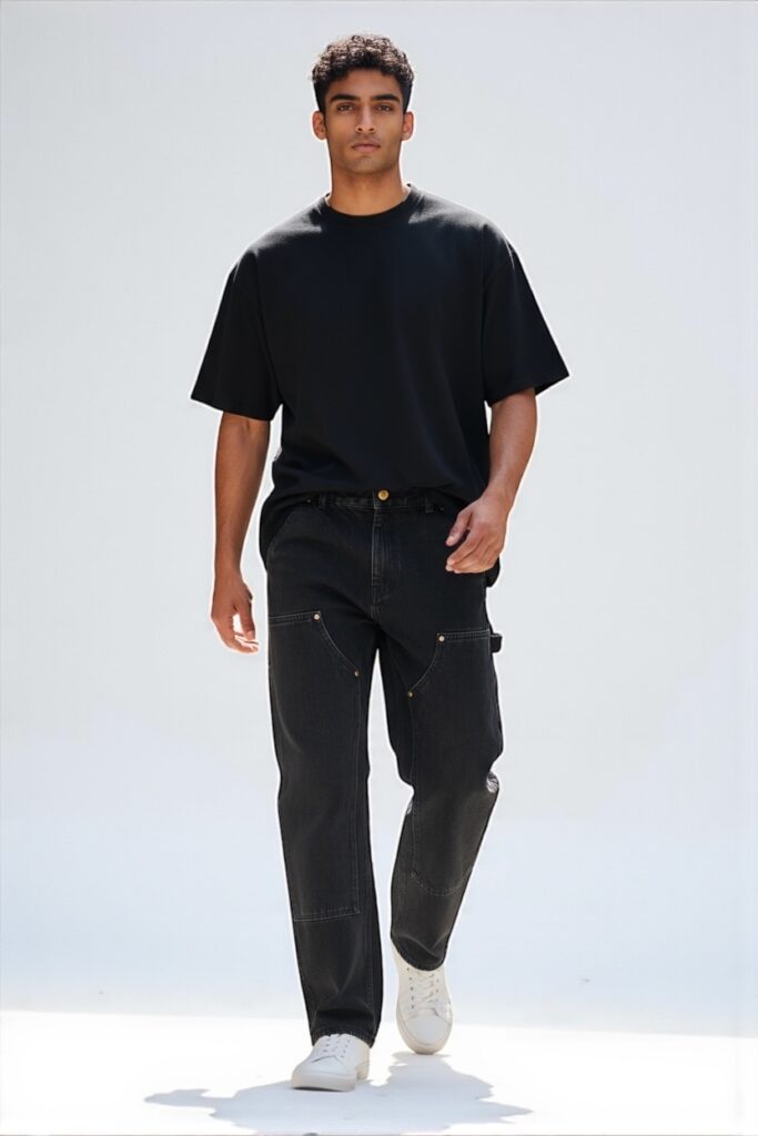 Long Pants Carpanter Doubel Knee Hitam
