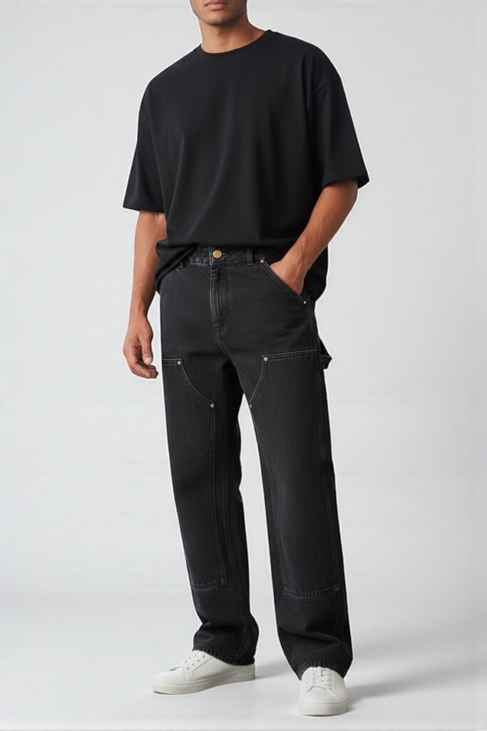 Long Pants Carpanter Doubel Knee Hitam