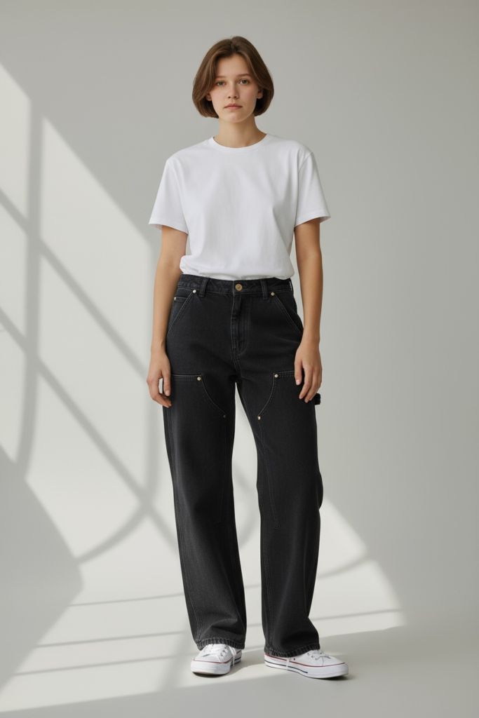 Long Pants Carpanter Doubel Knee Hitam